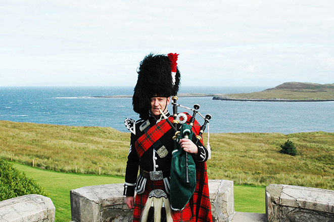 The Skye Piper playing at a funeral on the Isle of Skye